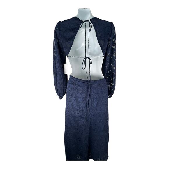 ASTR the Label Cutout Burnout Floral Dress NWT Size XS Blue Open Back High Neck - Picture 4 of 13